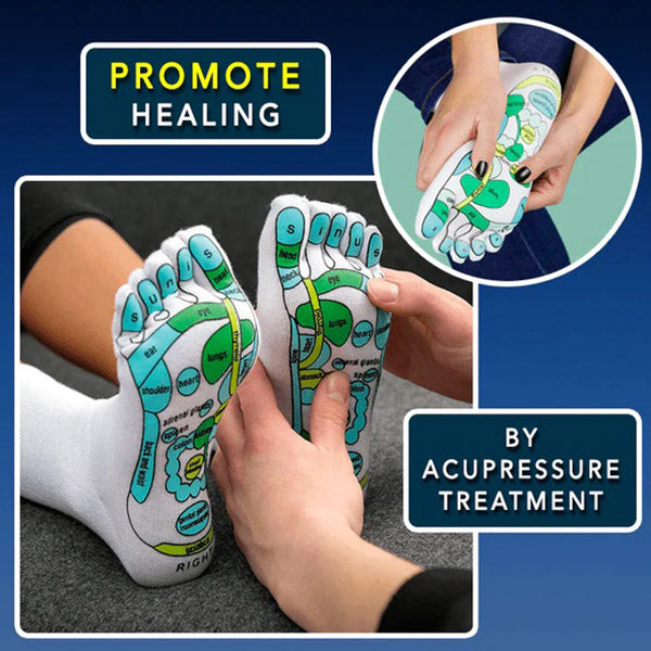 Akupressur-Socken weiß, Fußreflexzonen, Heilung fördern, Wellness, Entspannung, Therapie.