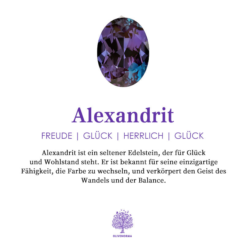 Alexandrit Edelstein, lila-blau, selten, Farbwechsel, Glücksbringer, Balance, Wohlstand.
