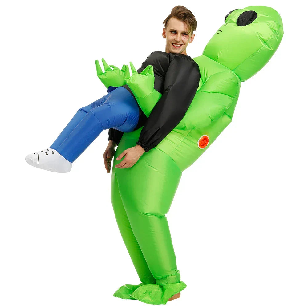Grünes Alien-Kostüm für Kinder und Erwachsene, aufblasbar, 150-200 cm, lustig, Halloween.