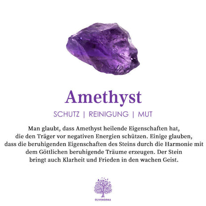 Amethystkristall lila, Heilstein, Schutz, Reinigung, Mut, spirituelle Energie, Klarheit.