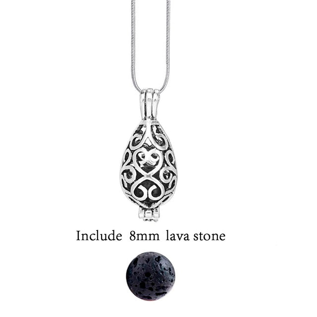 Silberner Anhänger mit filigranem Design, enthält 8mm Lavastein, Schmuck für Damen.
