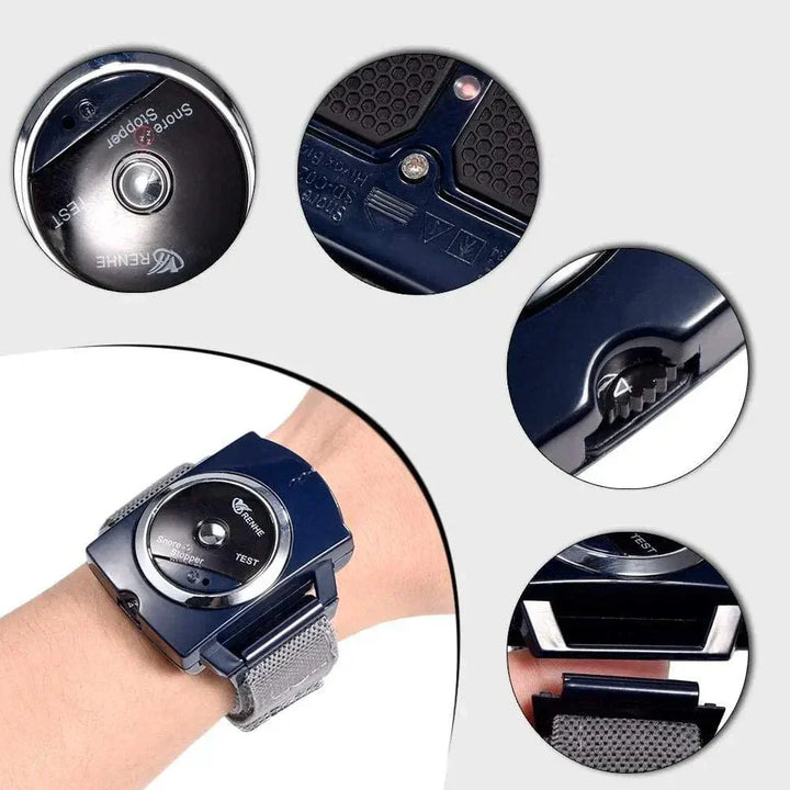Anti-Schnarch-Gerät Armband, blau, Schlafhilfe, intelligenter Schnarchstopper, effektiv.