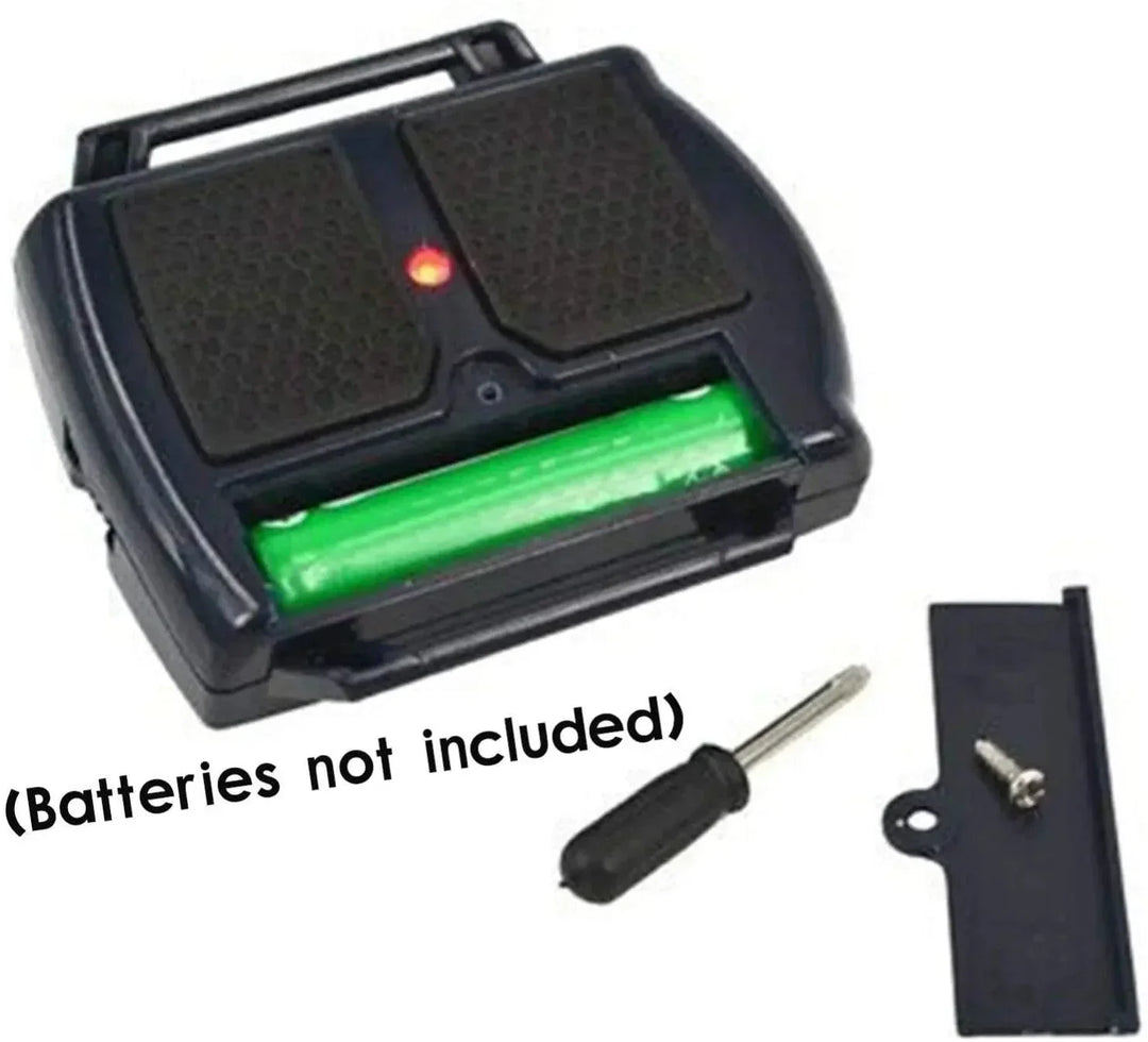 Anti-Schnarch-Gerät Armband, schwarz, mit grünem Einsatz, Schraubendreher und Schraube.