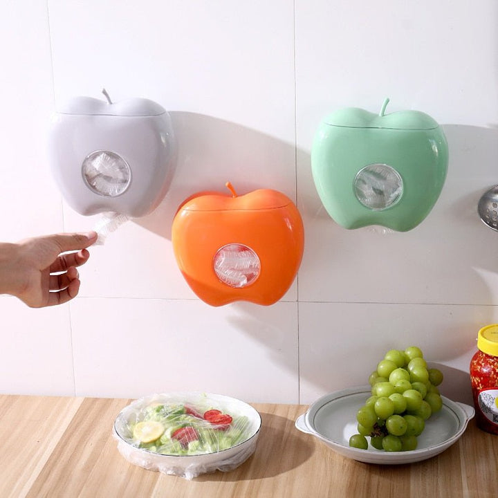 Wandmontierter Apfel-Form Taschentuchspender, grau, orange, grün, Kunststoff, Küche, Bad.