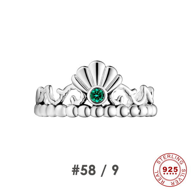 Silberring mit grünem Edelstein, Muschel-Design, Damenring, Sterling Silber 925, Schmuck.