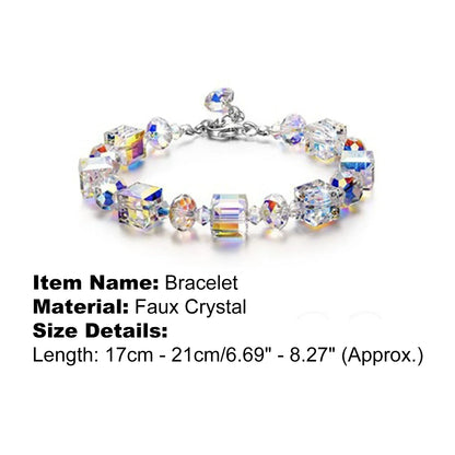 Armband aus Kunstkristall, mehrfarbig, 17-21 cm, funkelnd, modisches Schmuckstück.