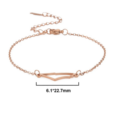Roségoldenes Armband, filigranes Design, verstellbar, Schmuck für Damen, 6.1x22.7mm.