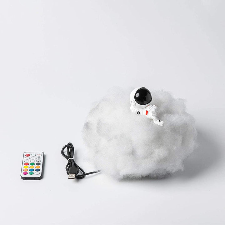 Astronaut Nachtlicht mit Fernbedienung, USB-Anschluss, Wolken-Design, LED-Lampe, weiß.