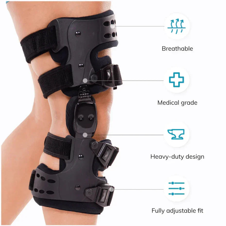 Schwarze, atmungsaktive Kniebandage für Arthritis, medizinisch, verstellbar, strapazierfähig.