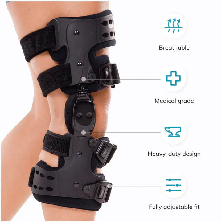Schwarze, atmungsaktive Kniebandage für Arthritis, medizinisch, verstellbar, strapazierfähig.