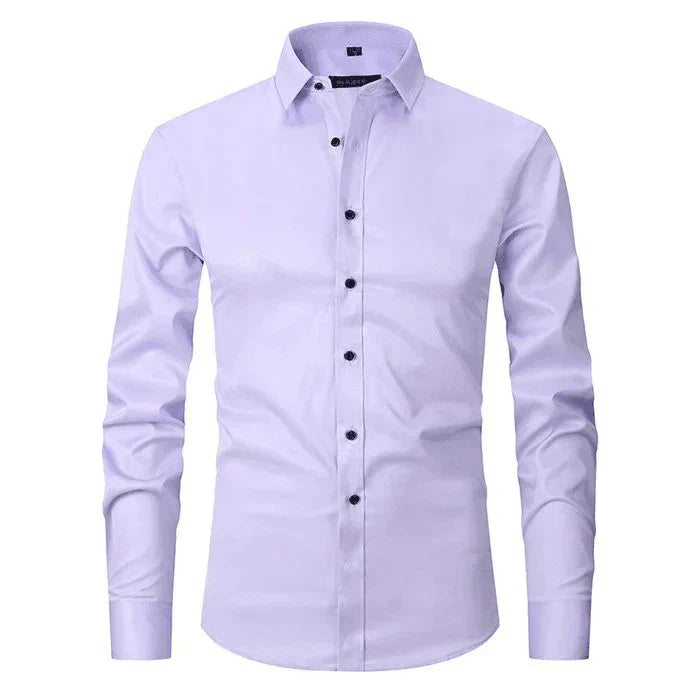 Herrenhemd, lila, atmungsaktiv, knitterfrei, langärmelig, elegantes Design.
