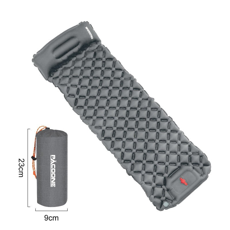 Aufblasbare Isomatte schwarz, kompakt, leicht, ideal für Camping, Outdoor, 23x9cm Packmaß.