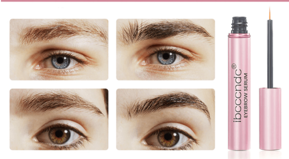 ibcccndc Augenbrauenserum, rosa Flasche, Applikator, Vorher-Nachher-Bilder, Brauenpflege.