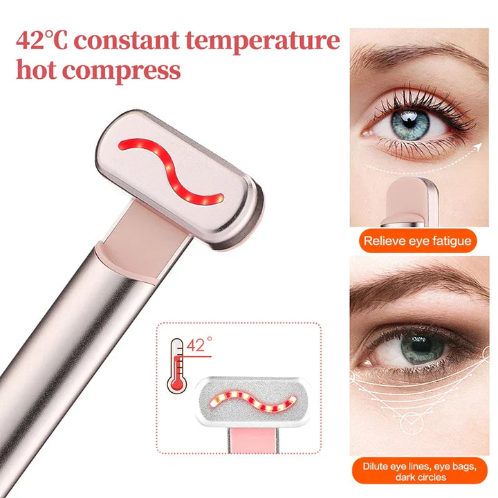 Elektrischer Augenmassagegerät, 42°C, silber, lindert Augenmüdigkeit, reduziert Augenringe.