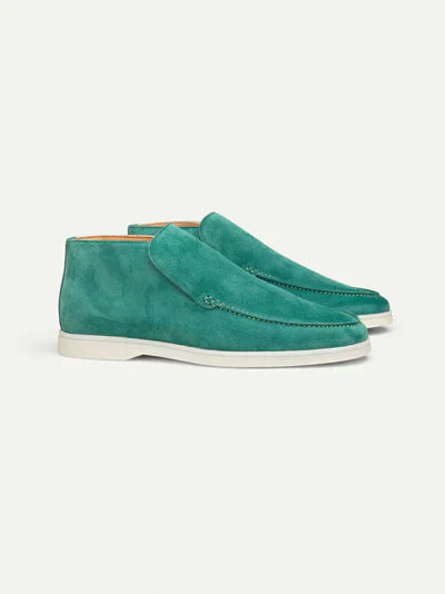 Grüne Herren-Loafer aus Wildleder, City-Stil, weiche Sohle, modisch und bequem.