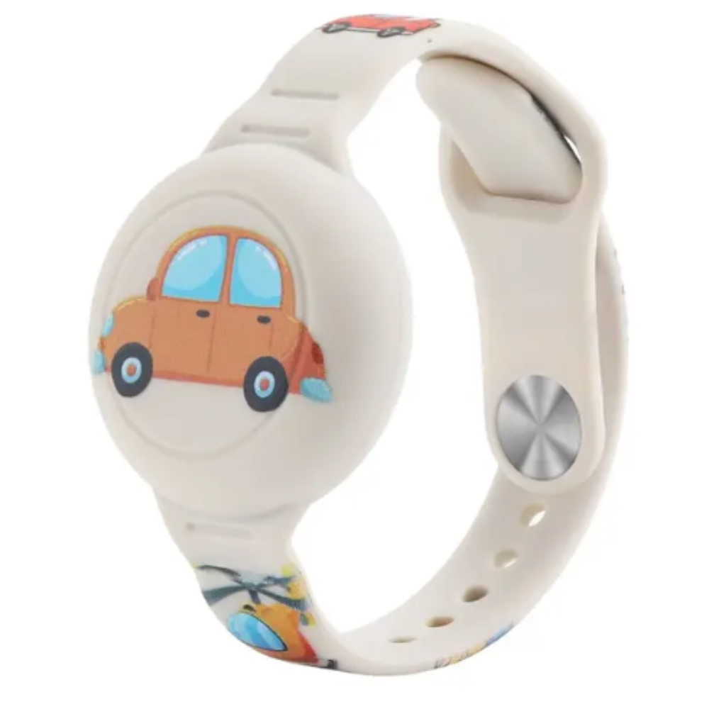 Beiges Kinderarmband mit Auto-Motiv, verstellbar, aus Silikon, für Jungen und Mädchen.
