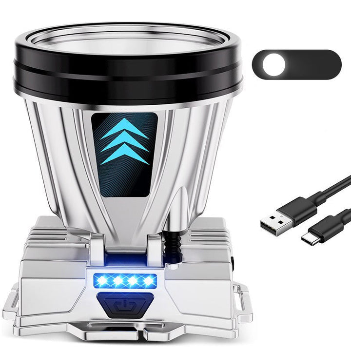 Silberner LED-Aschenbecher mit USB-Ladekabel, rauchfrei, Autozubehör, tragbar.