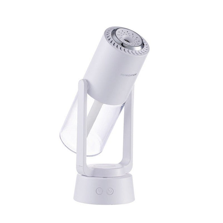 Weißer automatischer rotierender Luftbefeuchter, modernes Design, leise, energiesparend.
