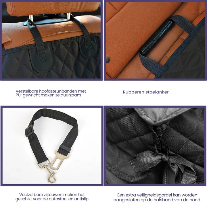 Verstellbare schwarze Autositzbezüge mit PU-Leder, rutschfest, Sicherheitsgurt, Gummianker.