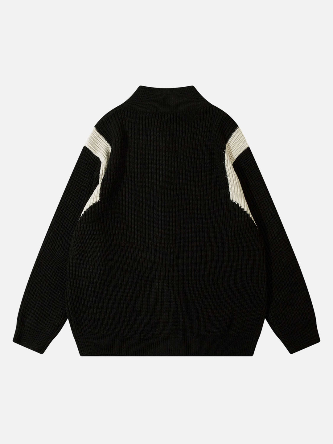 Schwarzer Strickpullover mit weißen Streifen, Herrenmode, Winterkleidung, warm und stilvoll.