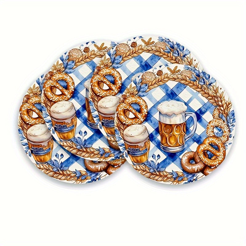 4 kusy kulaté dřevěné podložky s motivem Oktoberfest – BreznPlatzSet Oktoberfest 2026