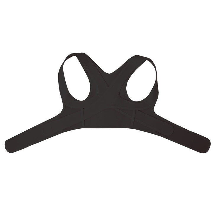 Schwarze Rückenstütze, Haltungskorrektur, Schmerzlinderung, verstellbar, Unisex.