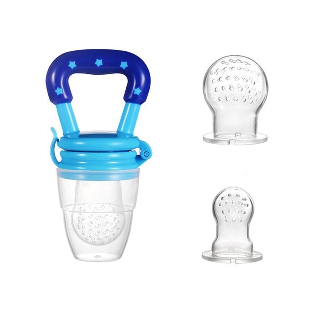 Blauer Baby-Schnuller mit Silikonaufsätzen, BPA-frei, für sicheres Zahnen und Beruhigung.