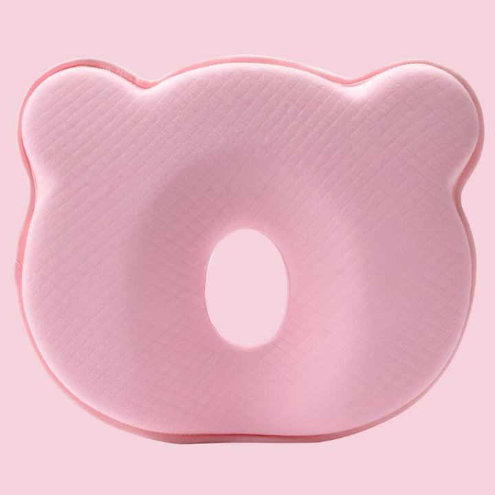 Rosa ergonomisches Baby-Kissen, atmungsaktiv, langsamer Rückprall, für Kleinkinder.