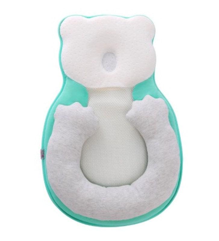 Baby-Kopfkissen gegen Plattkopf, ergonomisch, mintgrün, atmungsaktiv, Neugeborene.