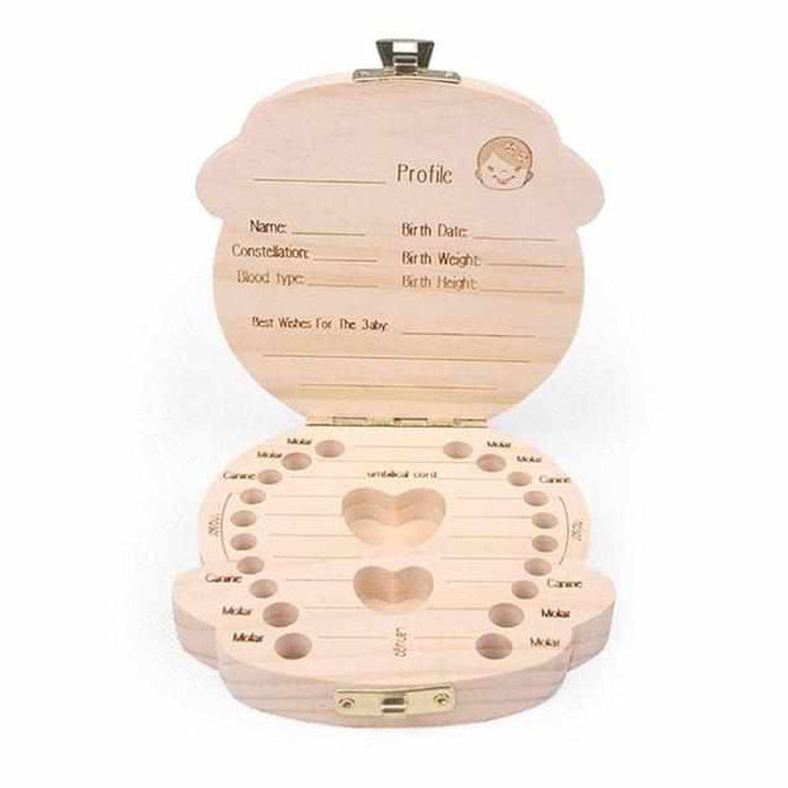 Holz-Zahndose für Kinder, personalisierbar, Baby-Erinnerungsbox, Zahnaufbewahrung, naturfarben