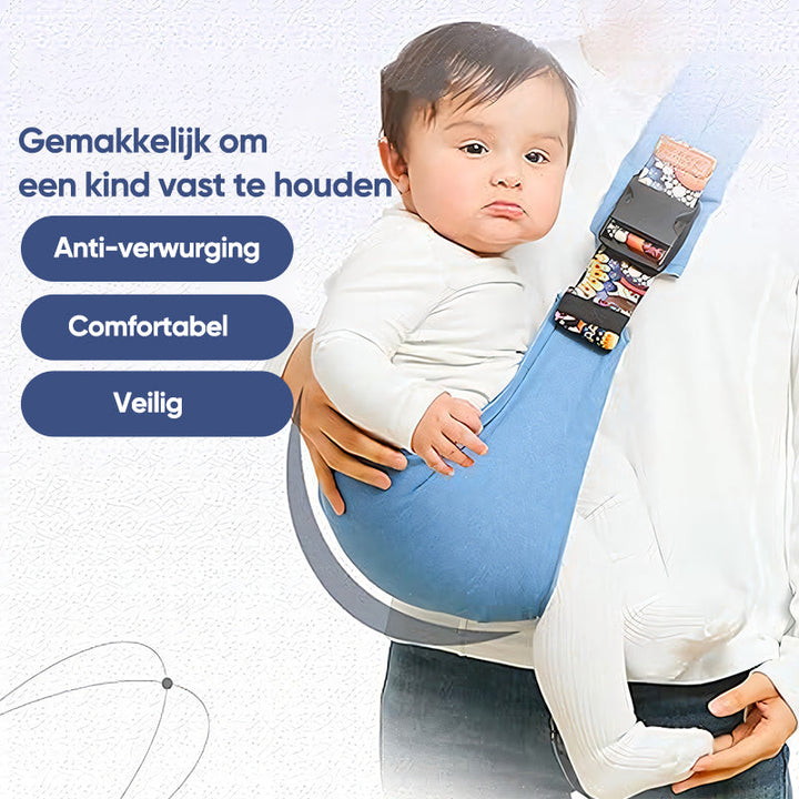 Babytrage blau, ergonomisch, sicher, bequem, Anti-Erstickungsschutz, für Kleinkinder.