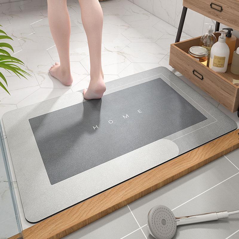 Badematte rutschfest grau, HOME-Design, saugfähig, Badezimmer, moderne Dekoration, Fußmatte.
