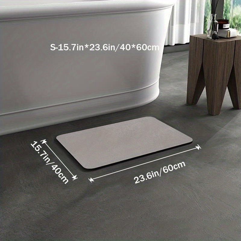 Badematte aus Diatomit, rechteckig, grau, rutschfest, 60x40 cm, Badezimmer, schnell trocknend.