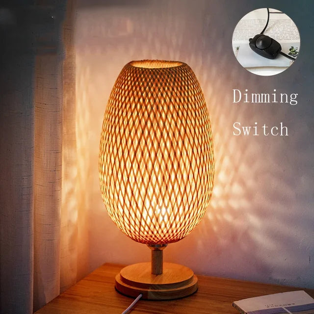 Vintage Bambus Tischlampe, handgefertigt, chinesischer Stil, Wohnzimmer Schlafzimmer Dekoration.