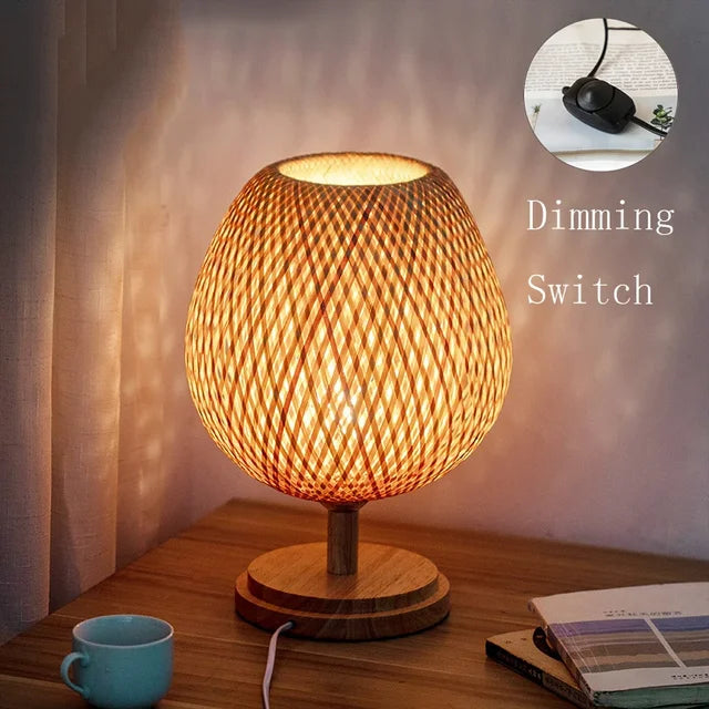 Vintage Bambus Tischlampe, handgefertigt, chinesischer Stil, Wohnzimmer Schlafzimmer Dekor.