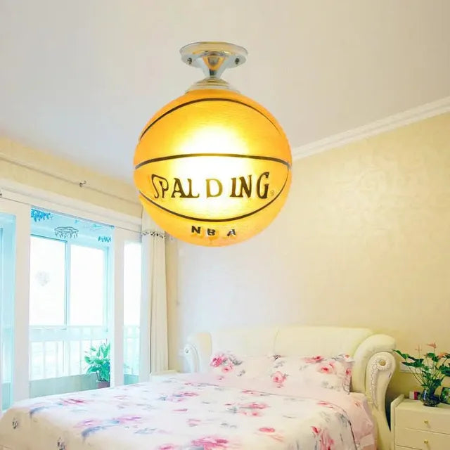 Basketball-Deckenleuchte, Glas, LED, Kinderzimmer, Wohnzimmer, moderne Beleuchtung, rund.