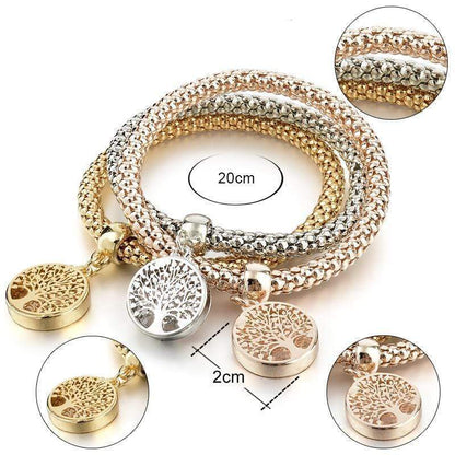 Baum des Lebens Armband Set, gold und silber, 20cm, Damen Schmuck, modisch, elegant.