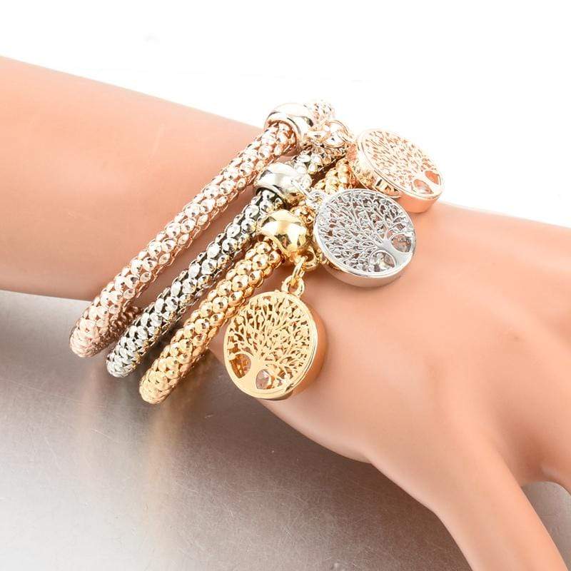 Baum des Lebens Armband-Set, gold und silber, Damen Schmuck, modisch, elegant, Geschenkidee.