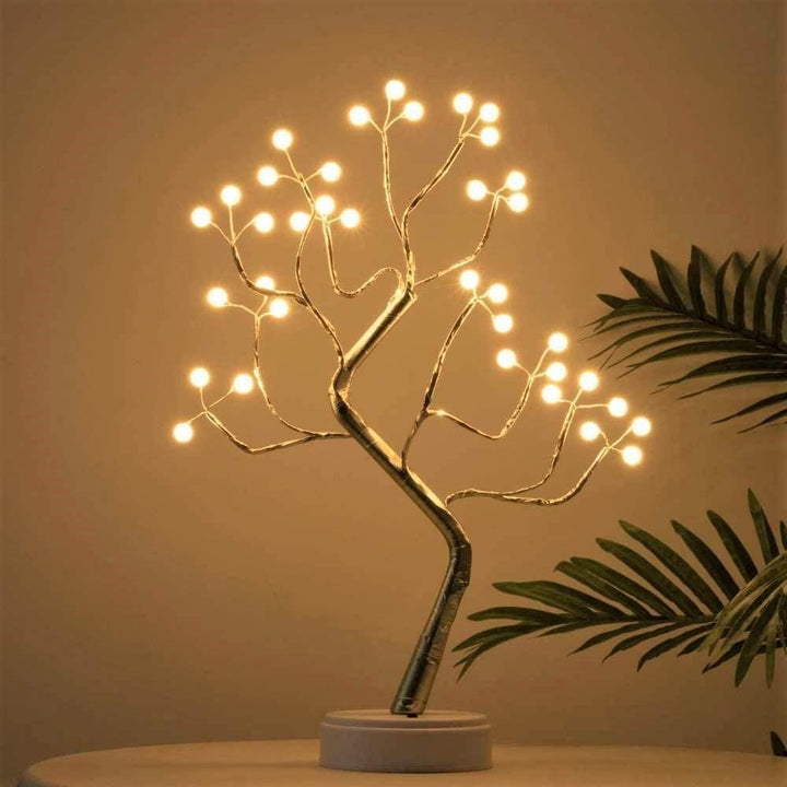 LED-Baumlampe, warmweiß, dekorativ, Metall, Tischleuchte, modernes Design, Wohnzimmerbeleuchtung