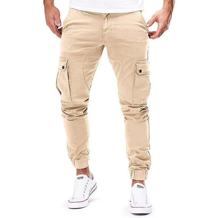 Beige Herren-Cargohose, Baumwolle, Taschen, lässig, modisch, bequem, Freizeitkleidung.