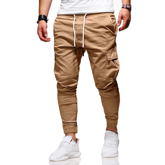 Herren Cargohose beige, lässig, Baumwolle, Taschen, modisch, Freizeitkleidung, Streetwear.