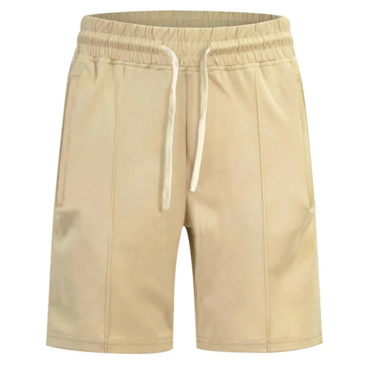 Beige Herren-Shorts mit Kordelzug, bequem, Sommermode, Freizeitkleidung, Baumwollmischung.