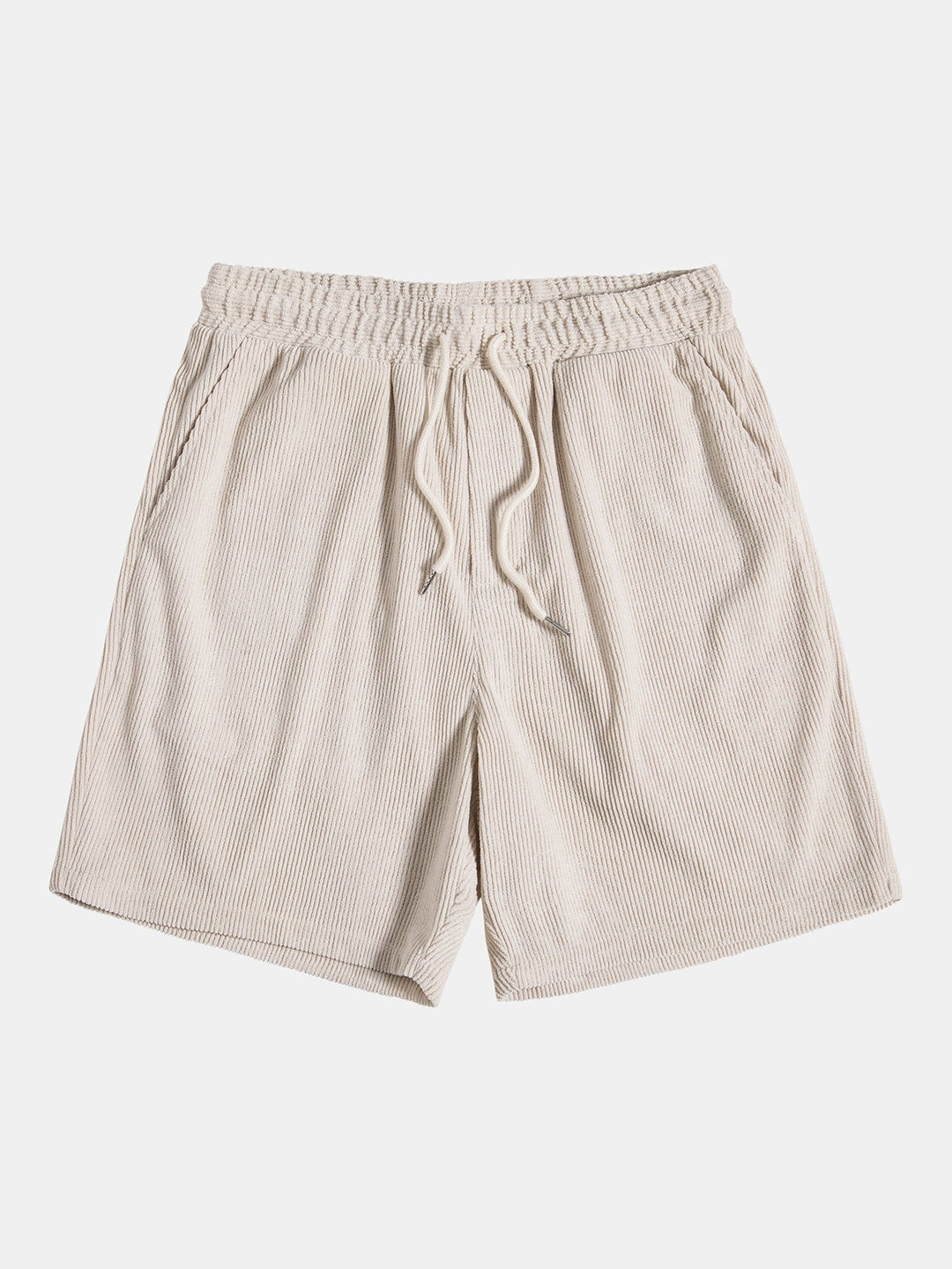 Beige Cord-Shorts für Herren, elastischer Bund, Kordelzug, Sommermode, Freizeitkleidung