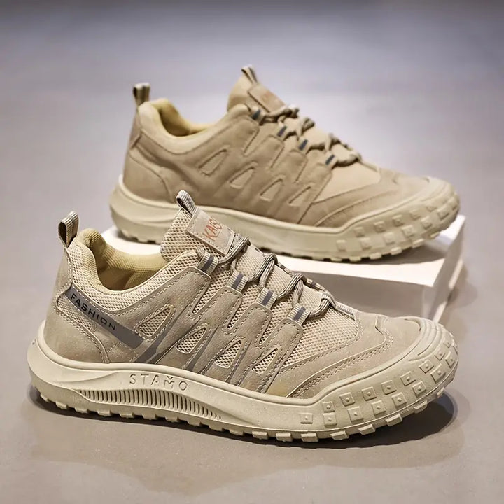Beige Wanderschuhe Herren, rutschfest, atmungsaktiv, Outdoor-Sneaker, robustes Design