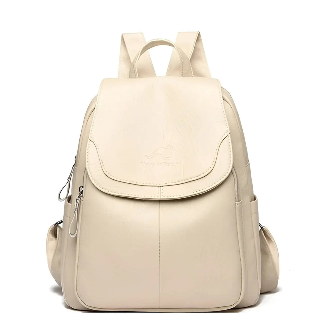 Beiger Damenrucksack aus Leder, modisch, elegant, vielseitig, ideal für Alltag und Reisen.