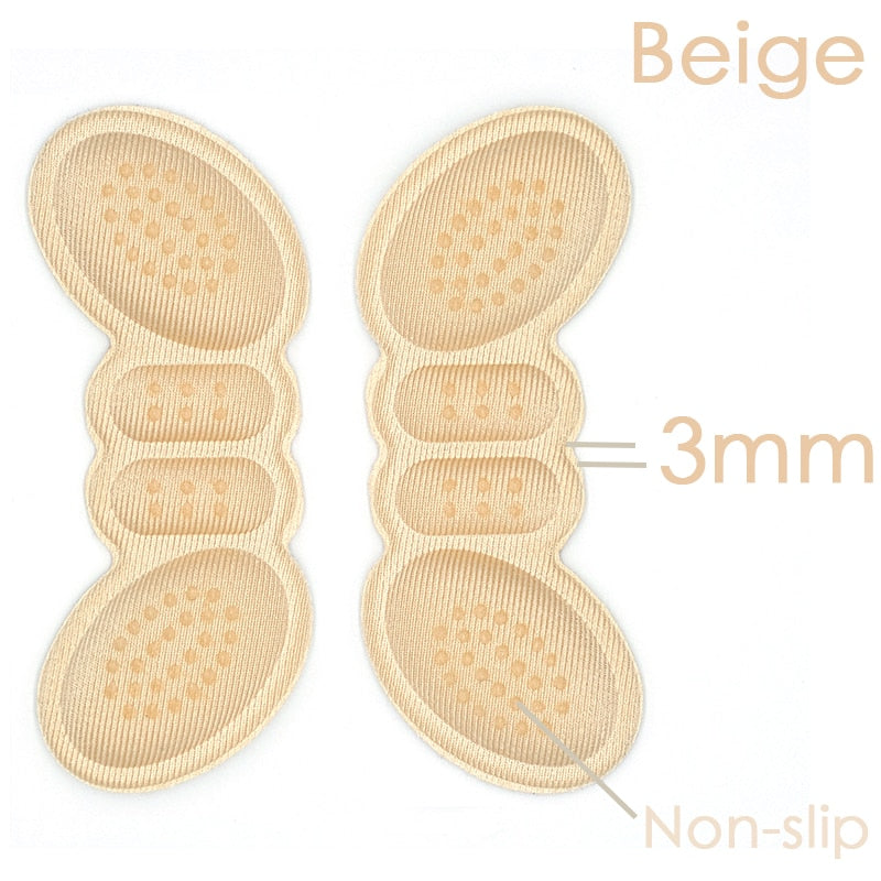 Beige rutschfeste Fersenpolster, 3mm, für Schuhe, Komforteinlagen, Fußunterstützung.
