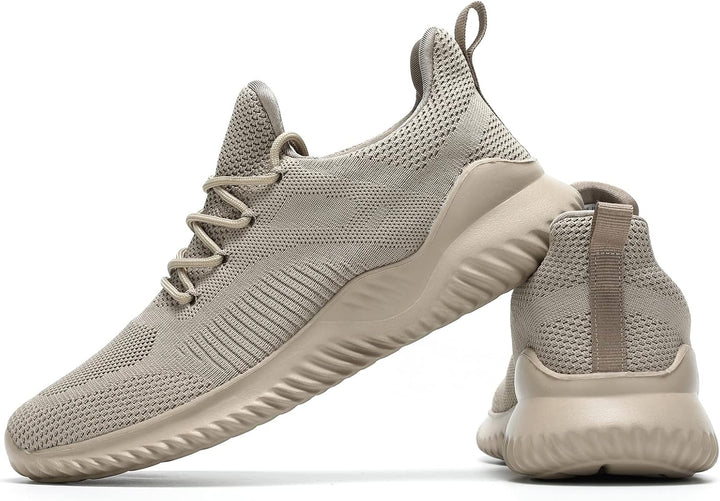 Beige Sportschuhe Herren, atmungsaktiv, rutschfest, leicht, für Laufen und Fitness.