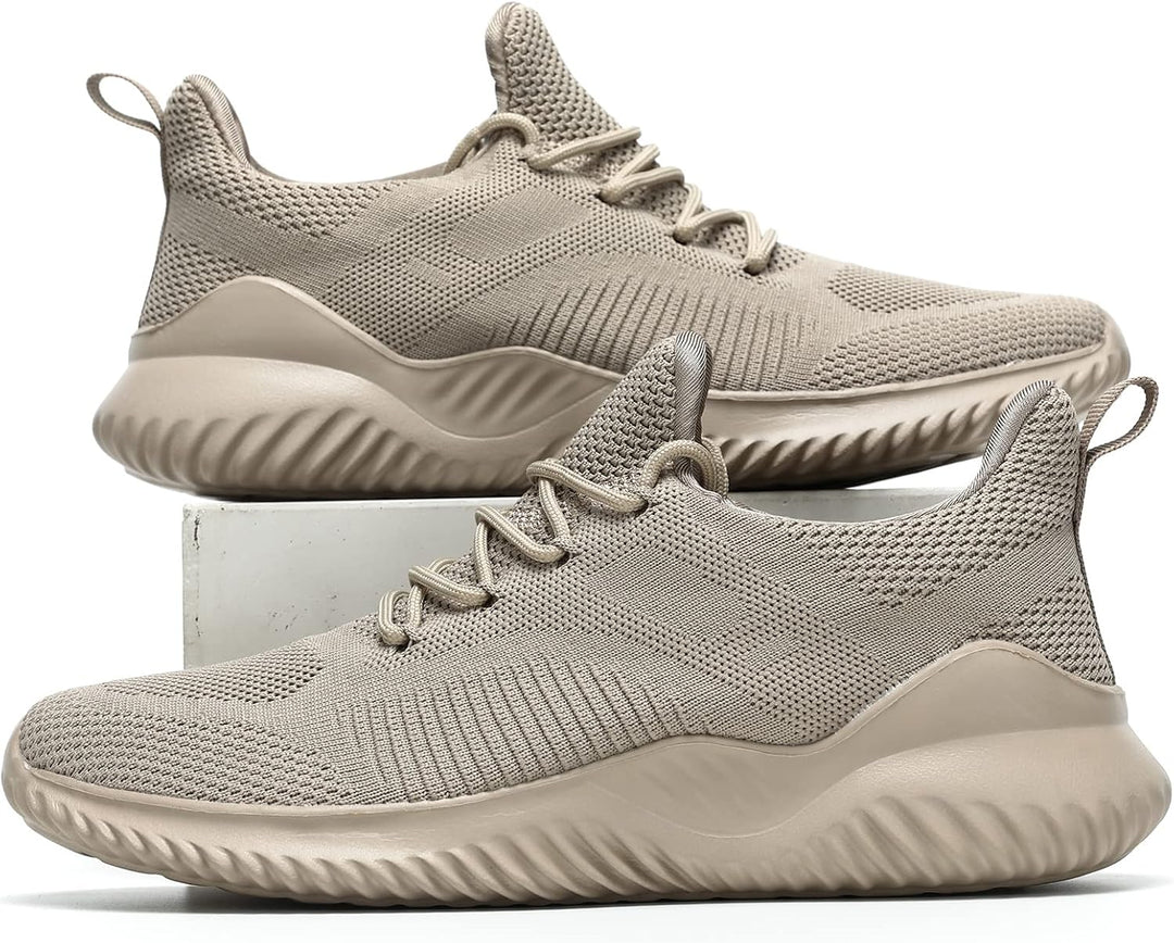 Beige Sportschuhe Herren, atmungsaktiv, rutschfest, leicht, für Laufen und Fitness.