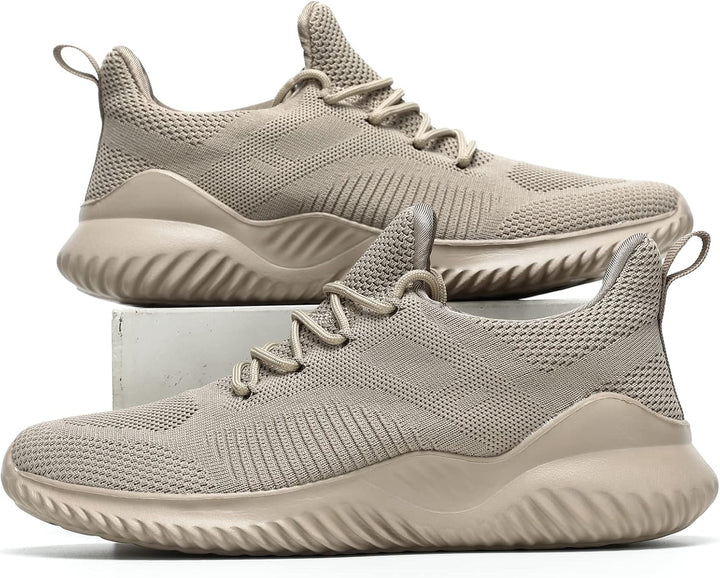 Beige Sportschuhe Herren, atmungsaktiv, rutschfest, leicht, für Laufen und Fitness.