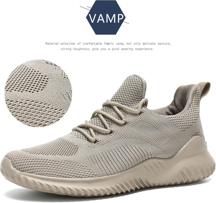 Beige Herren Sneaker, atmungsaktiv, Mesh-Obermaterial, rutschfeste Sohle, sportlich, bequem.